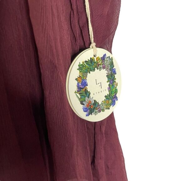 La Fuori Silk Beaded Sequin Topper Duster in Burgundy/Mauve Large Coverup - Picture 7 of 16